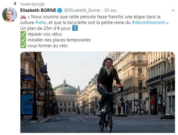 Capture d'écran du compte Twitter d'Elisabeth Borne, la ministre des transports